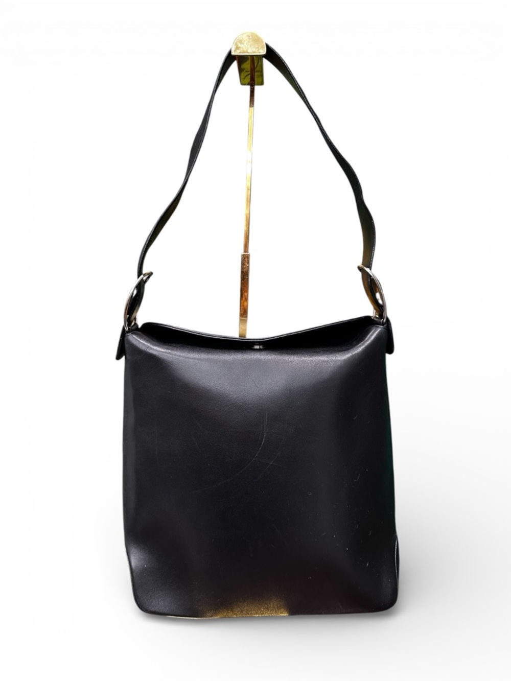 Vintage Salvatore Ferragamo Black Leather Shoulder Bag Made in Italy